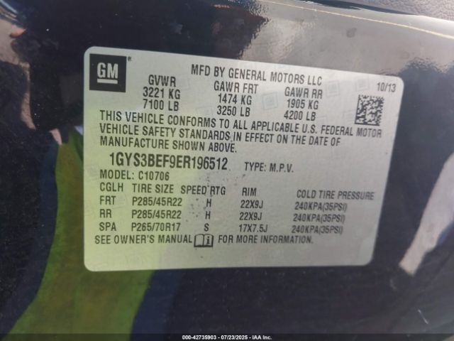 2014 CADILLAC ESCALADE 1GYS3BEF9ER196512 Photo 8