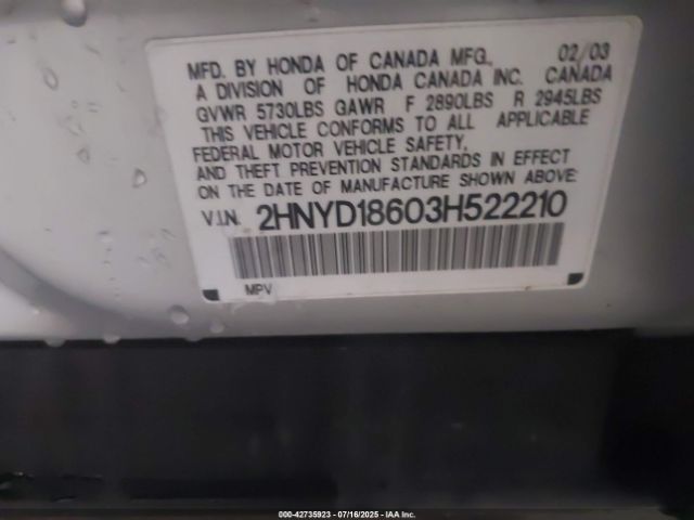 2003 ACURA MDX 2HNYD18603H522210 Photo 8