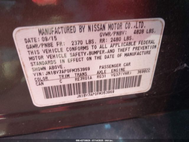 2015 INFINITI Q50 JN1BV7AP0FM353969 Photo 8