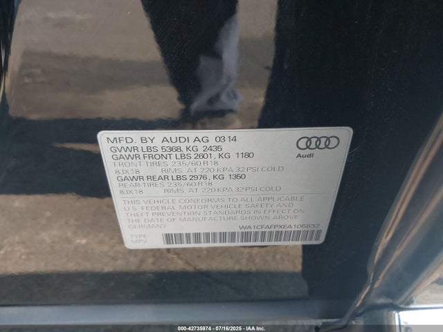 WA1CFAFPXEA105632 Audi Q5