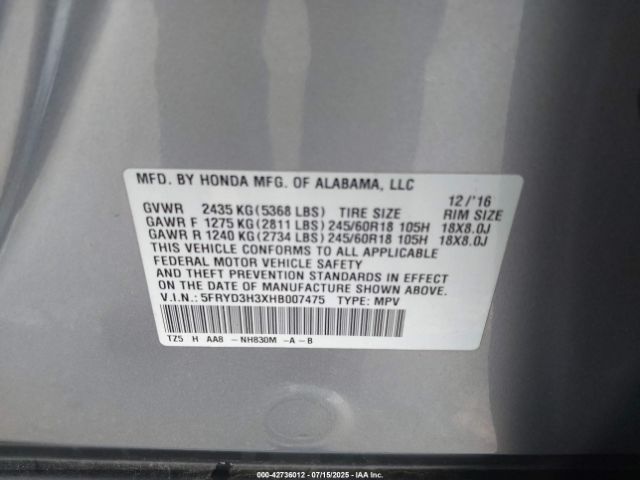 2017 ACURA MDX 5FRYD3H3XHB007475 Photo 8