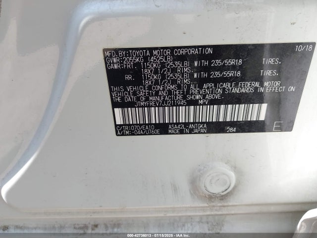 JTMYFREV7JJ211945 Toyota 2ar-fe
