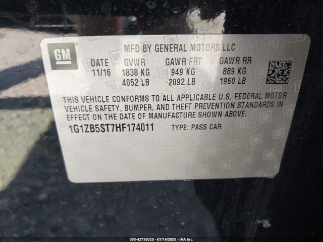 1G1ZB5ST7HF174011 Chevrolet lfv - di: direct injection, vvt: variable valve timing, gen 1