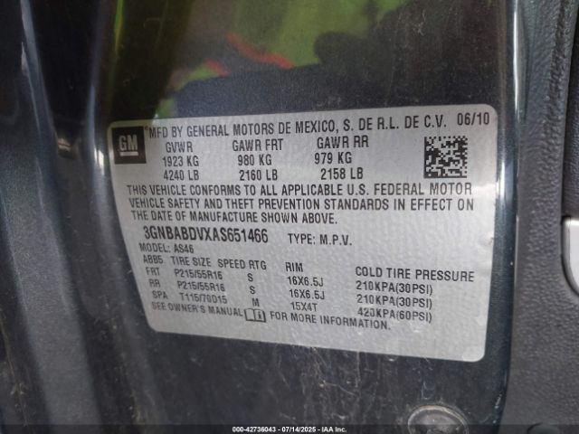 2010 CHEVROLET HHR 3GNBABDVXAS651466 Photo 8