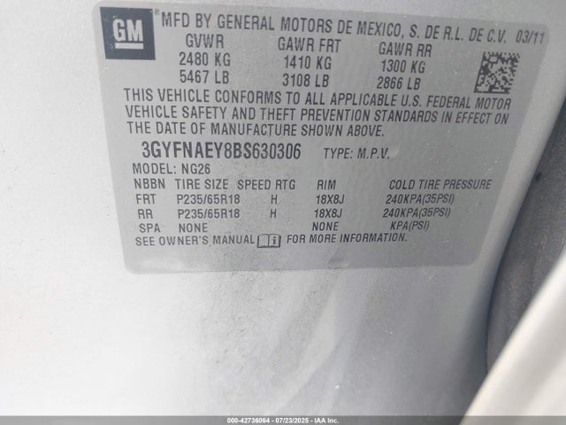2011 CADILLAC SRX 3GYFNAEY8BS630306 Photo 8