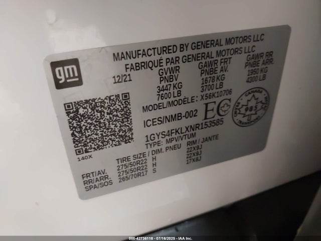 2022 CADILLAC ESCALADE 1GYS4FKLXNR153585 Photo 8