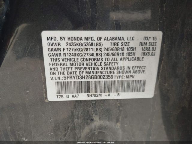 2016 ACURA MDX 5FRYD3H28GB002359 Photo 8