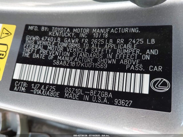 58ABZ1B17KU011569 Lexus 2gr-fks