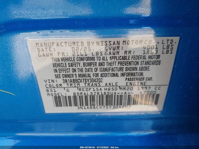 3N1AB8CV7SY304202 Nissan 2025