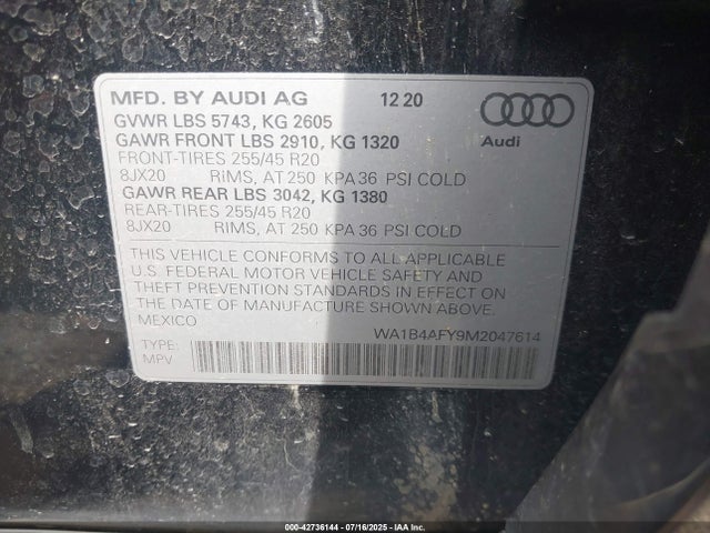 WA1B4AFY9M2047614 Audi SQ5