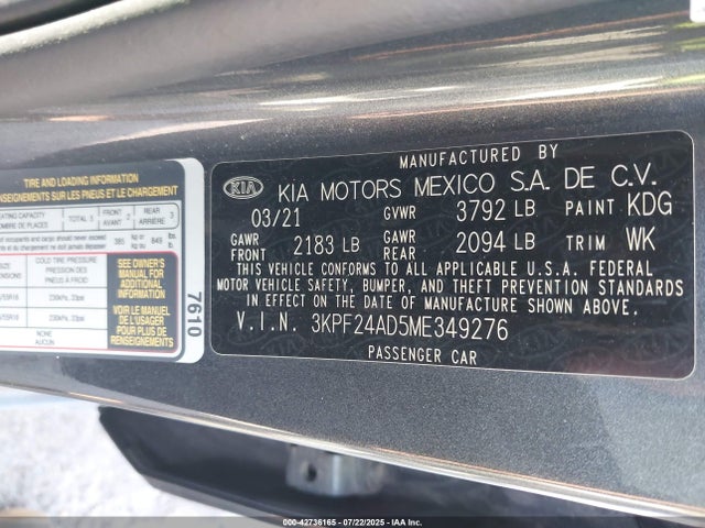 KIA mpi nu 2021 3KPF24AD5ME349276 Image 9