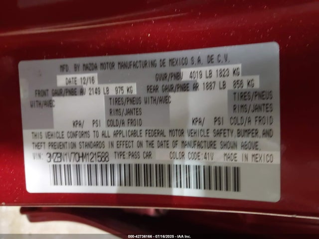 3MZBN1V70HM121588 Mazda pe