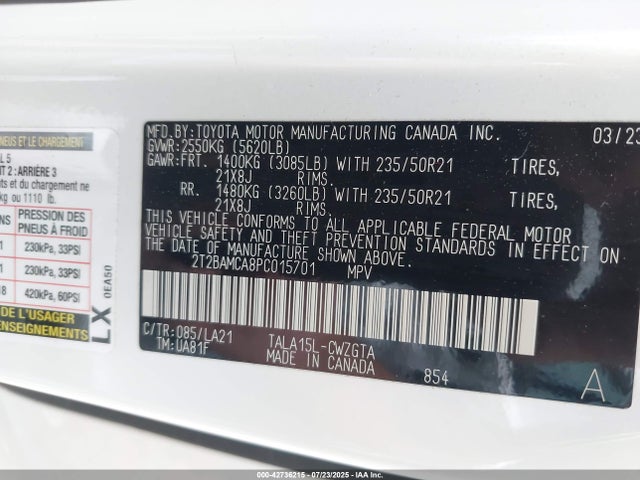Lexus t24a-fts 2023 2T2BAMCA8PC015701 Image 9