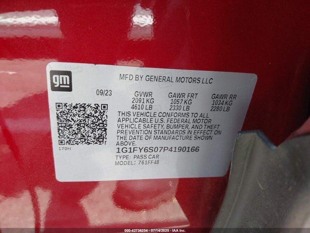 1G1FY6S07P4190166 Chevrolet 2023