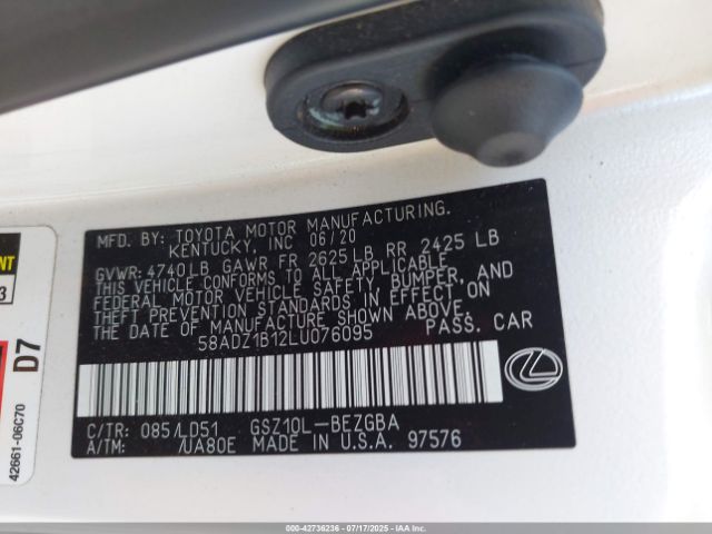 2020 LEXUS ES 350 58ADZ1B12LU076095 Photo 8