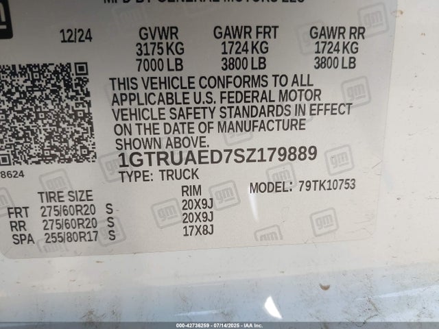 1GTRUAED7SZ179889 GMC l84