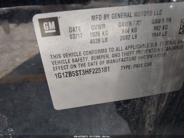 1G1ZB5ST3HF225181 Chevrolet lfv - di: direct injection, vvt: variable valve timing, gen 1