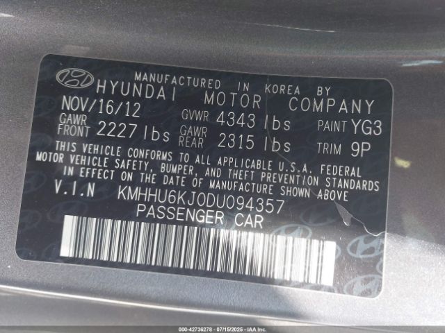 2013 HYUNDAI GENESIS KMHHU6KJ0DU094357 Photo 8