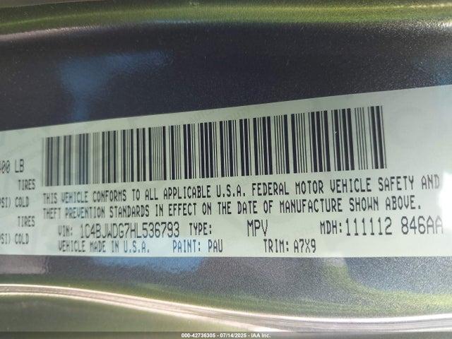 1C4BJWDG7HL536793 Jeep Wrangler