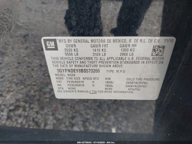 2011 CADILLAC SRX 3GYFNDEY8BS573266 Photo 8