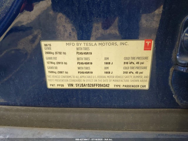 2015 TESLA MODEL S 5YJSA1S26FF094342 Photo 8