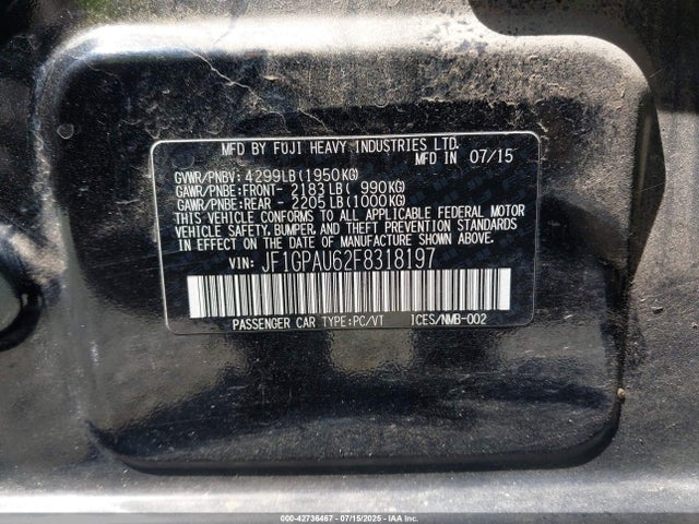 JF1GPAU62F8318197 Subaru 2.0l na