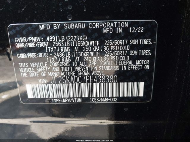 2023 SUBARU FORESTER JF2SKADC7PH438380 Photo 8