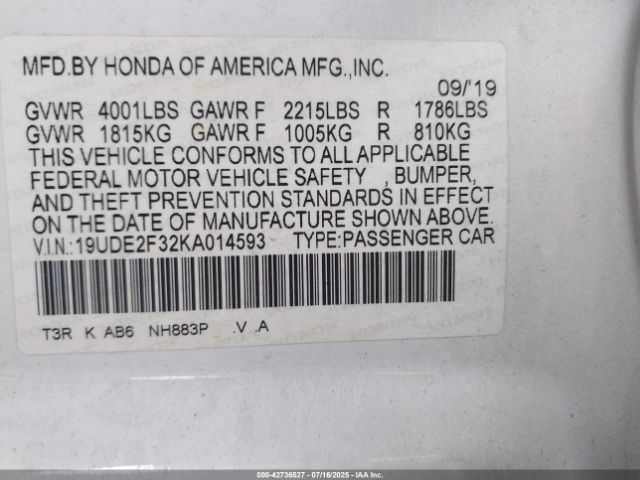 2019 ACURA ILX 19UDE2F32KA014593 Photo 8