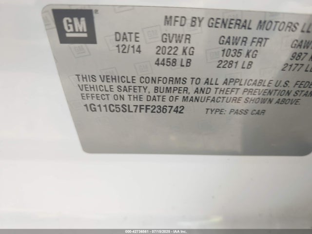 Chevrolet lkw 2015 1G11C5SL7FF236742 Image 9