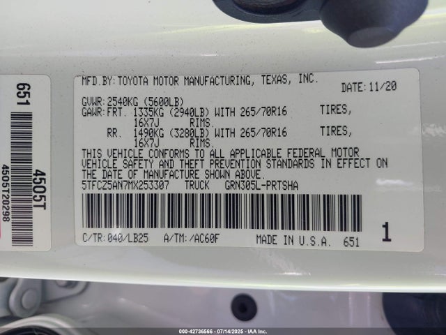 Toyota 2gr-fks 2021 5TFCZ5AN7MX253307 Image 9
