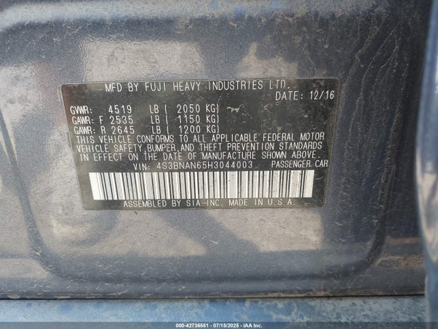 Subaru u5 2017 4S3BNAN65H3044003 Image 9