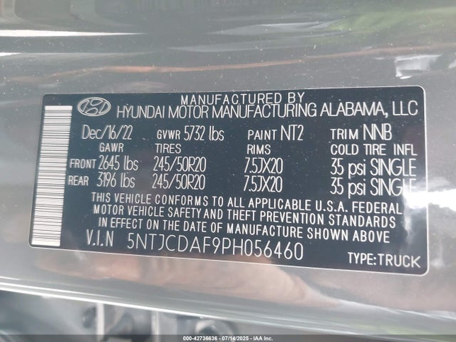 5NTJCDAF9PH056460 Hyundai t-gdi theta iii