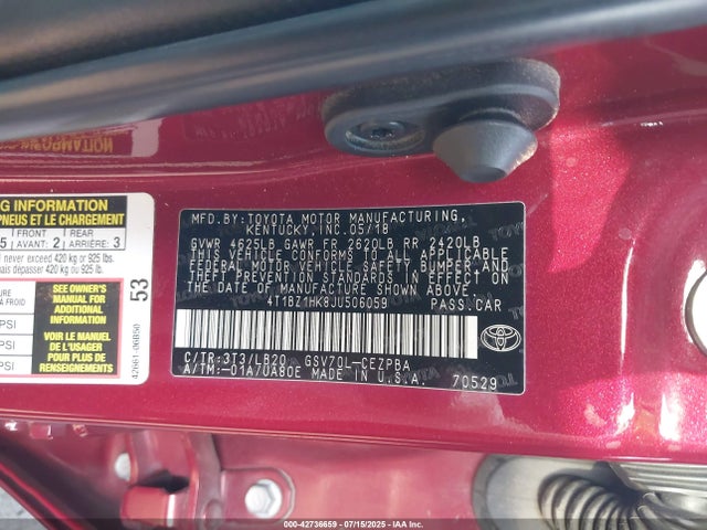 4T1BZ1HK8JU506059 Toyota 2gr-fks