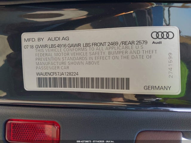 WAUENCF57JA128224 Audi 2018