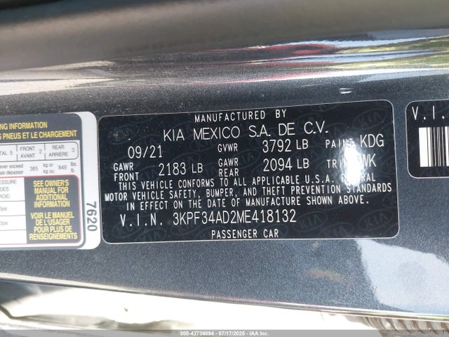 KIA mpi nu 2021 3KPF34AD2ME418132 Image 9