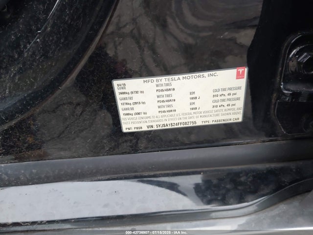 2015 TESLA MODEL S 5YJSA1S24FF082755 Photo 8