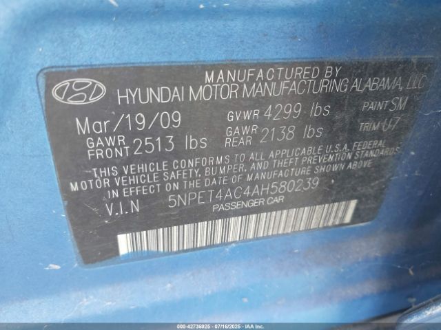 2010 HYUNDAI SONATA 5NPET4AC4AH580239 Photo 8