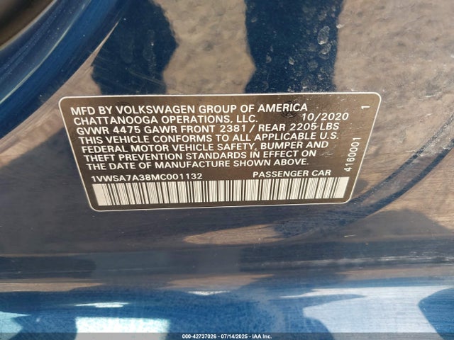 Volkswagen Passat 2021 1VWSA7A38MC001132 Image 9