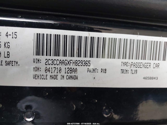 Chrysler 2015 2015 2C3CCAAGXFH829365 Image 9