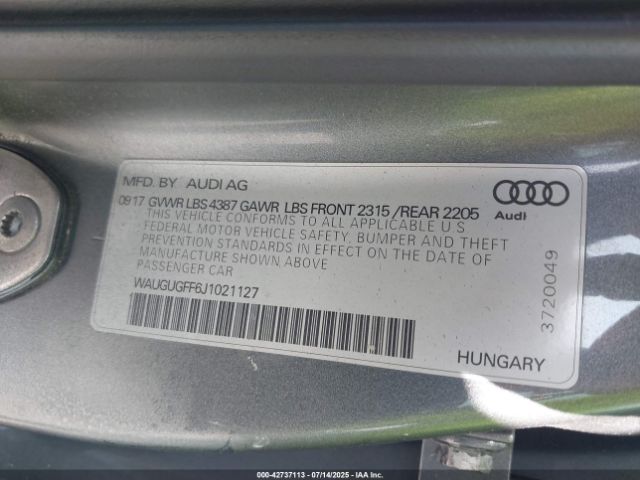 2018 AUDI A3 WAUGUGFF6J1021127 Photo 8