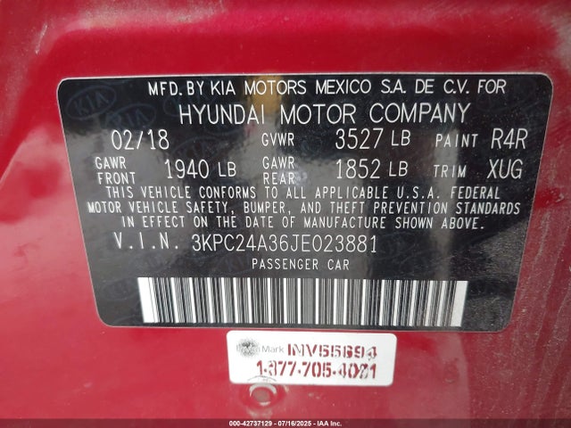 Hyundai Accent 2018 3KPC24A36JE023881 Image 9