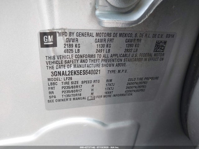 3GNAL2EK5ES640021 Chevrolet lea