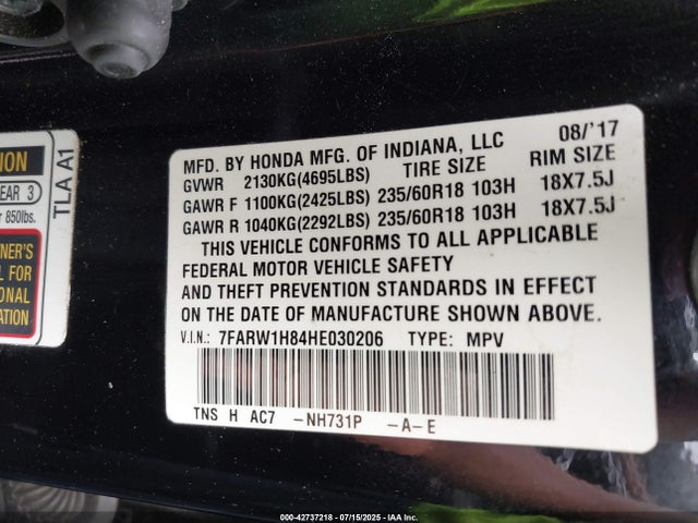 Honda l15be 2017 7FARW1H84HE030206 Image 9