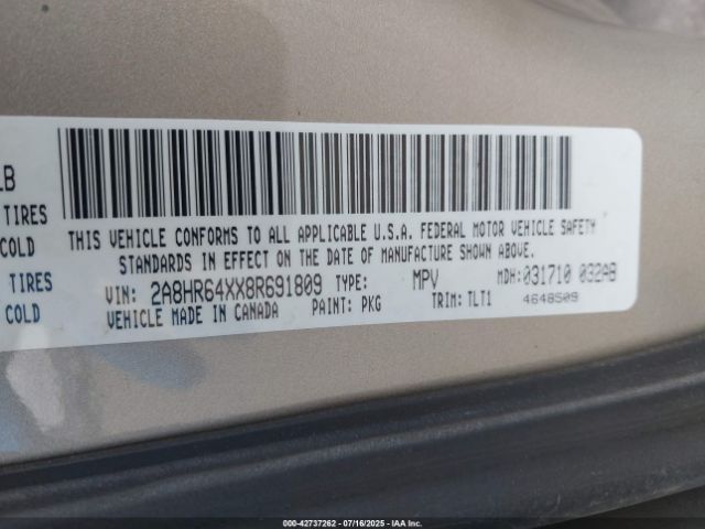 2008 CHRYSLER TOWN & COUNTRY 2A8HR64XX8R691809 Photo 8