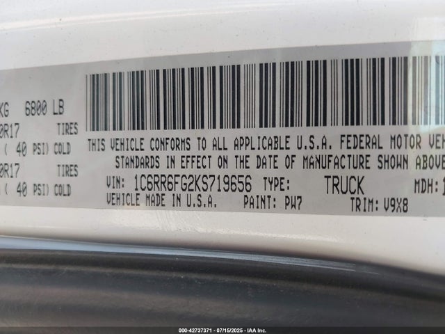 RAM 1500 2019 1C6RR6FG2KS719656 Image 9