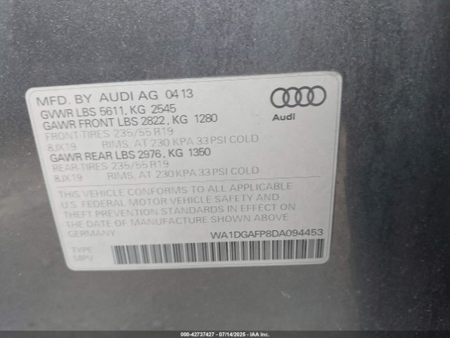 2013 AUDI Q5 WA1DGAFP8DA094453 Photo 8