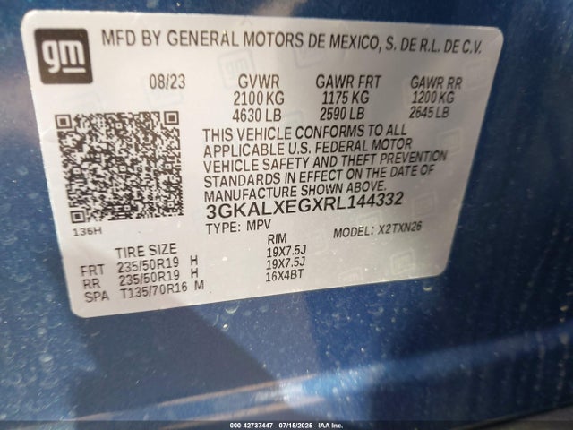 3GKALXEGXRL144332 GMC lsd