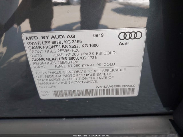 WA1LAAGE6KB022300 Audi E-Tron