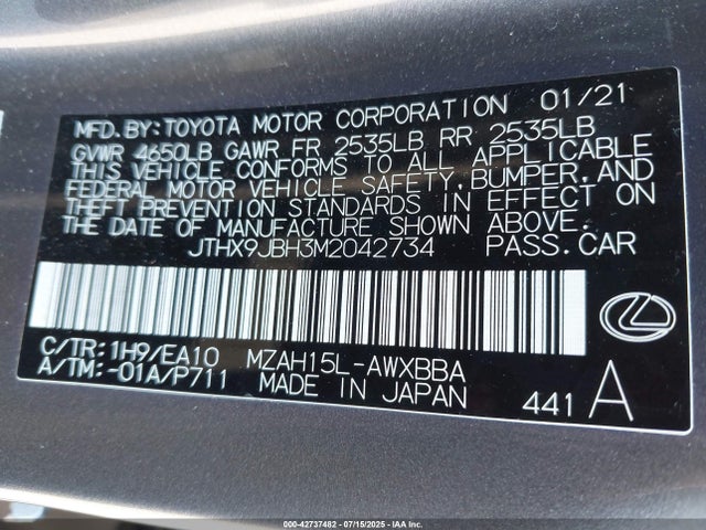 JTHX9JBH3M2042734 Lexus m20a-fxs, 3nm,1mm