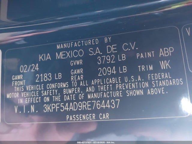3KPF54AD9RE764437 KIA mpi nu